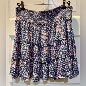 American Eagle Outfitters Floral Smocked Tiered Skirt, Summer, Large